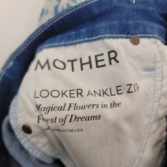 Mother Denim Sz 25 Jeans The Looker Ankle Zip Magical Flower Forest Of Dreams - Picture 7 of 10